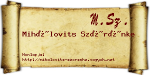 Mihálovits Szörénke névjegykártya